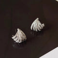Women's geometric line design earrings with platinum electroplating and zircon construction