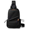 Mens casual single shoulder crossbody bag in polyester material, shown in black and grey colour options