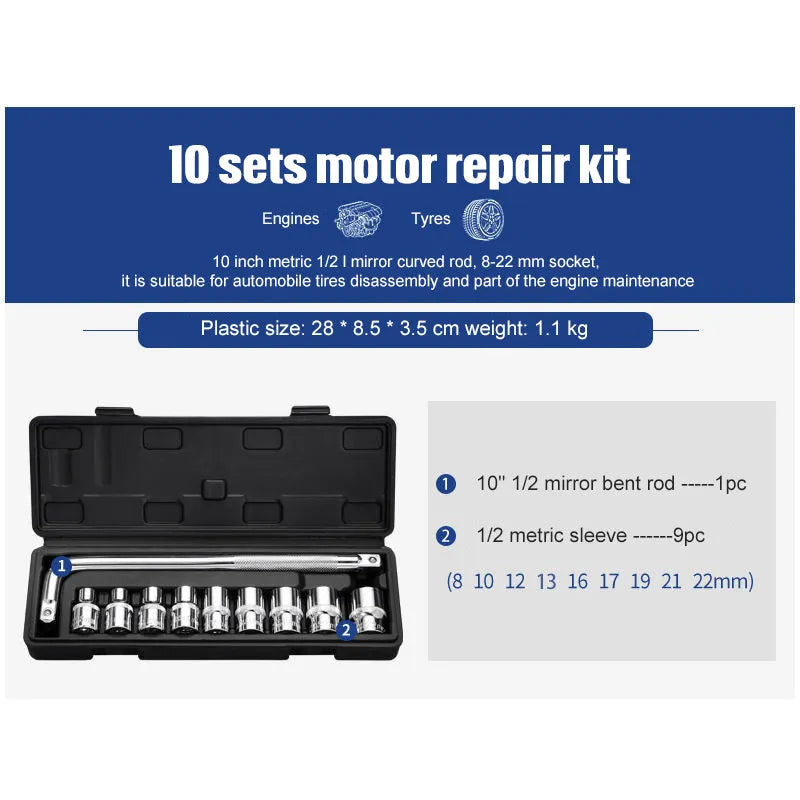 Cr-v chromium vanadium steel socket ratchet wrench set with nickel plating for auto repair