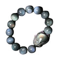 Obsidian fox carved couple bracelet showing animal detail and bead sizing options