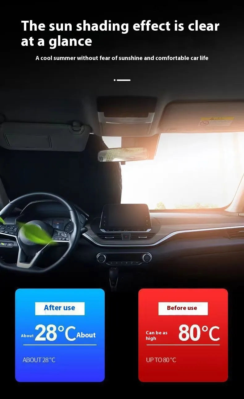 Aluminium foil car sunshade in titanium silver colour showing reflective surface