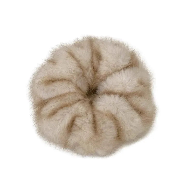 Large intestine hair band in anti-mink fabric, waterproof, available in five colours: black, beige, brown, khaki, gray