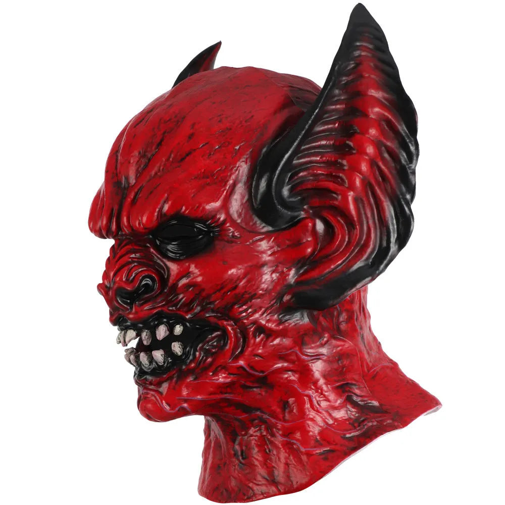 Red bat horror costume party hood mask for Halloween and festival dress up events