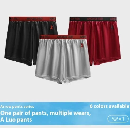 Men's solid colour polyester boxer briefs in black, shown flat, with mid waist design.