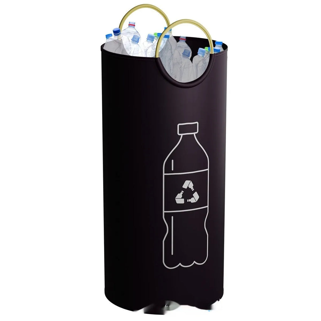 Round portable plastic trash can for office, outdoor and activity use.