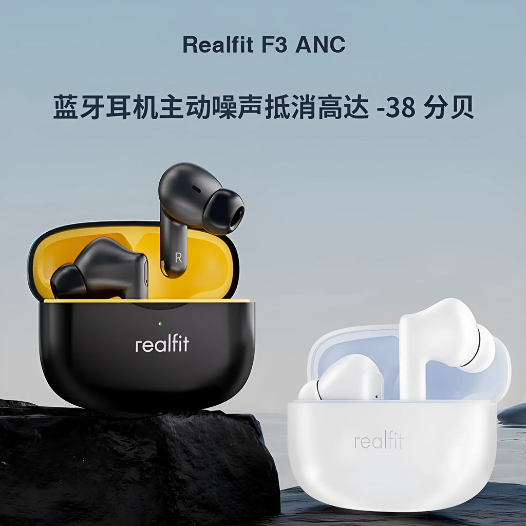 Active noise reduction true wireless Bluetooth earbuds in creamy-white with in-ear fit