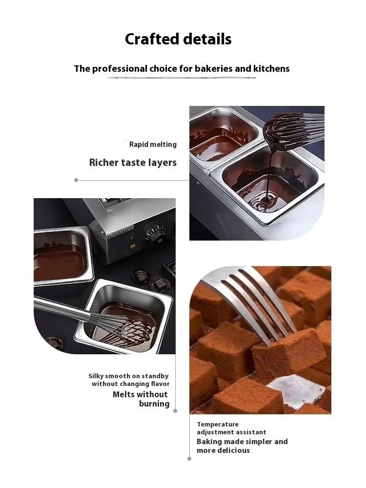 Commercial electric chocolate melting machine with double pots and temperature control display