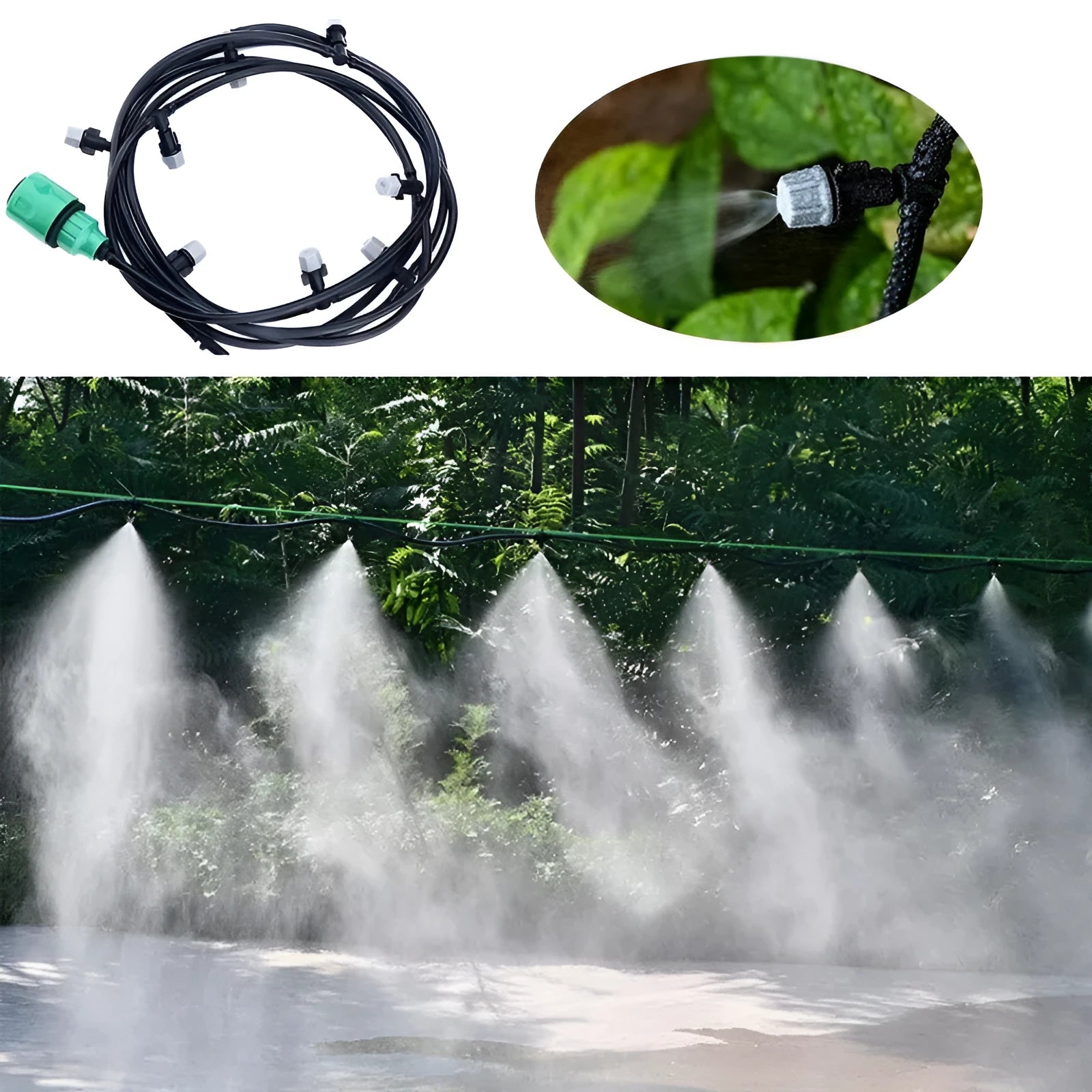 10 metre garden irrigation hose system with 10 micro spray nozzles for mist watering