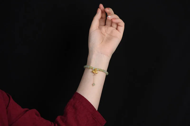 Shihuan natural Hetian Jade bracelet with 6mm beads, constellation pattern and fu character.