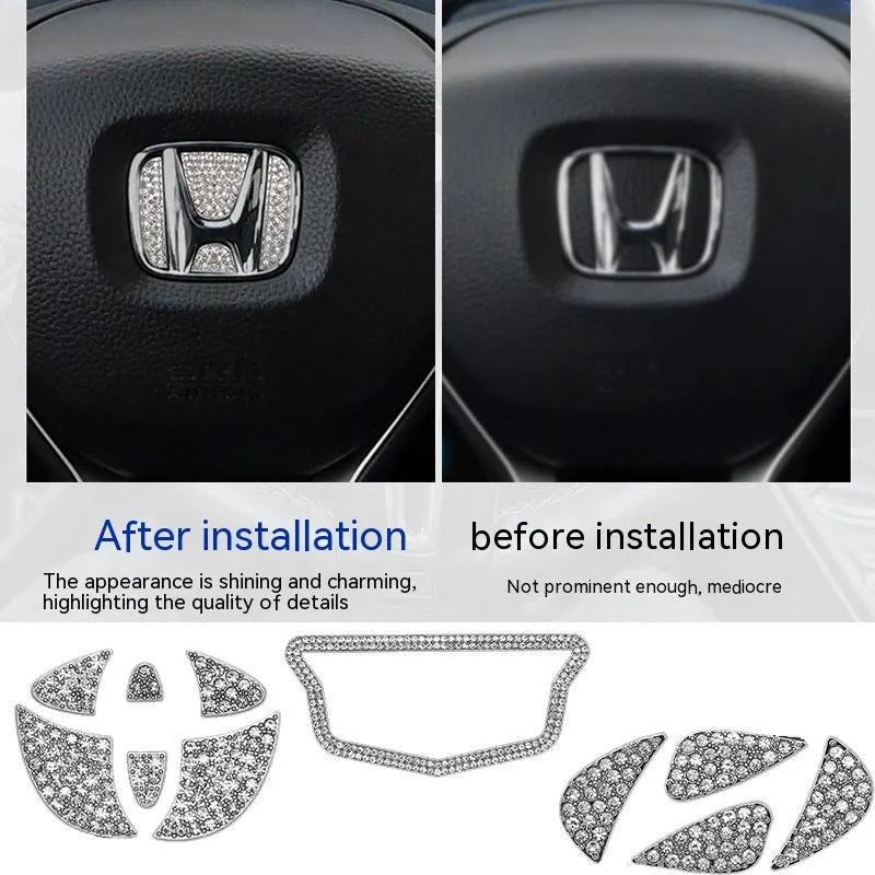 Zinc alloy diamond-pattern steering wheel centre badge sticker for Toyota cars
