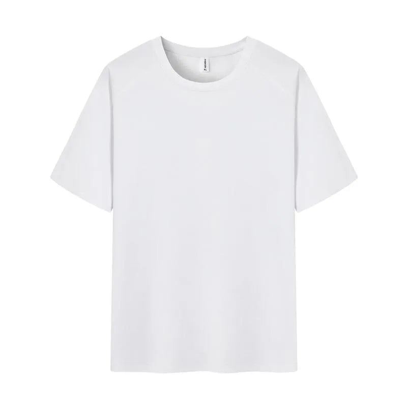 Men's pure cotton straight cut short sleeve t-shirt shown in a solid colour.