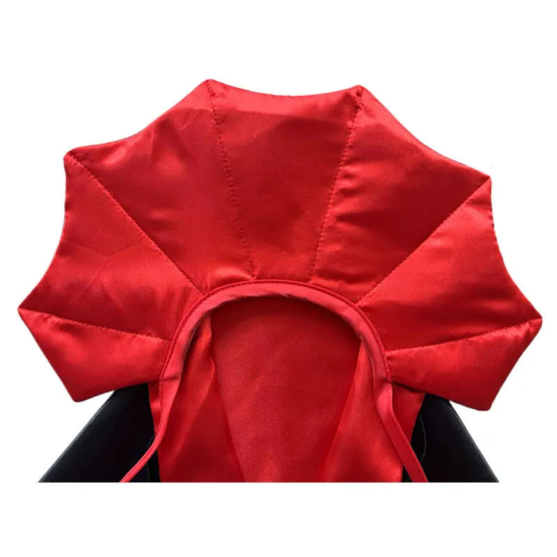 Halloween pet bat devil costume with red cloak and matching pointed hat for dogs or cats
