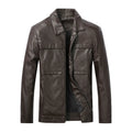 Men's slim lapel casual leather jacket in black, artificial leather, spring autumn outerwear