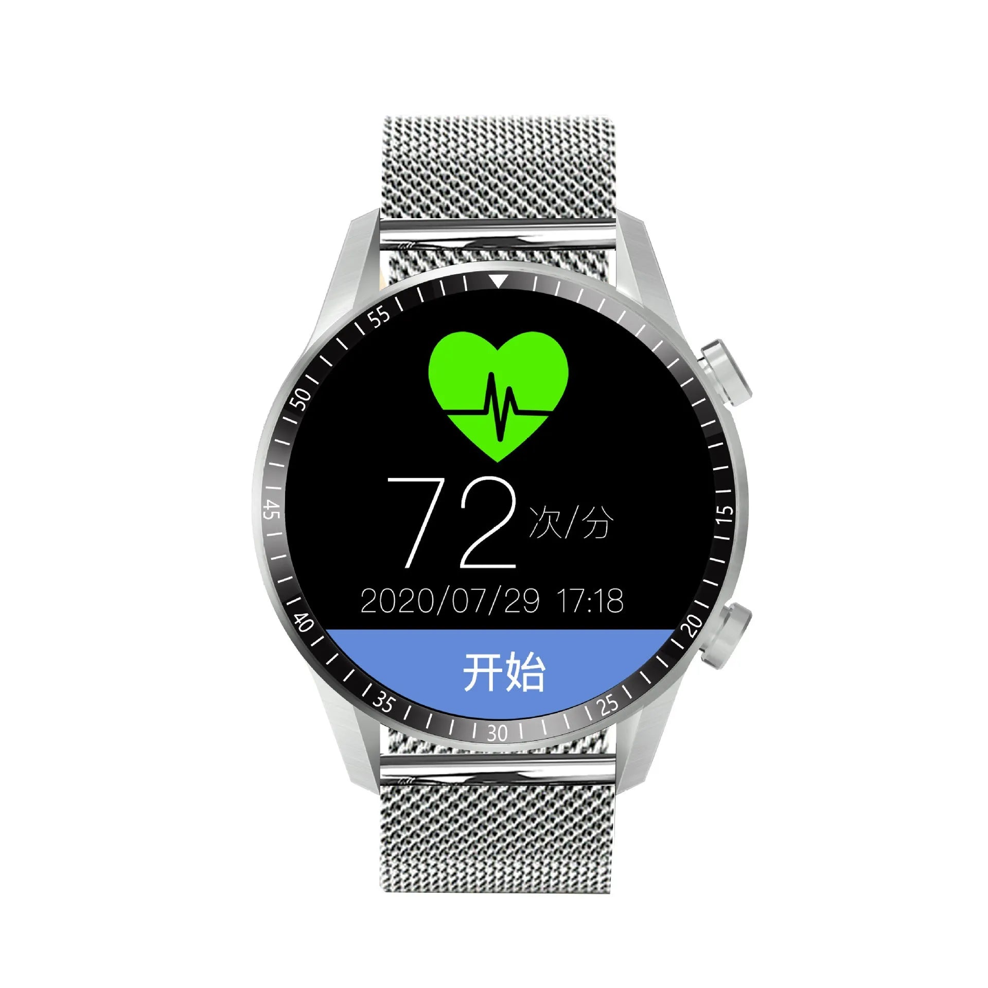 Round aluminium alloy smartwatch with Bluetooth calling and heart rate monitoring on wrist.