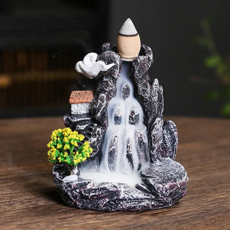 Ceramic backflow incense burner ornament in modern simple style with tree design