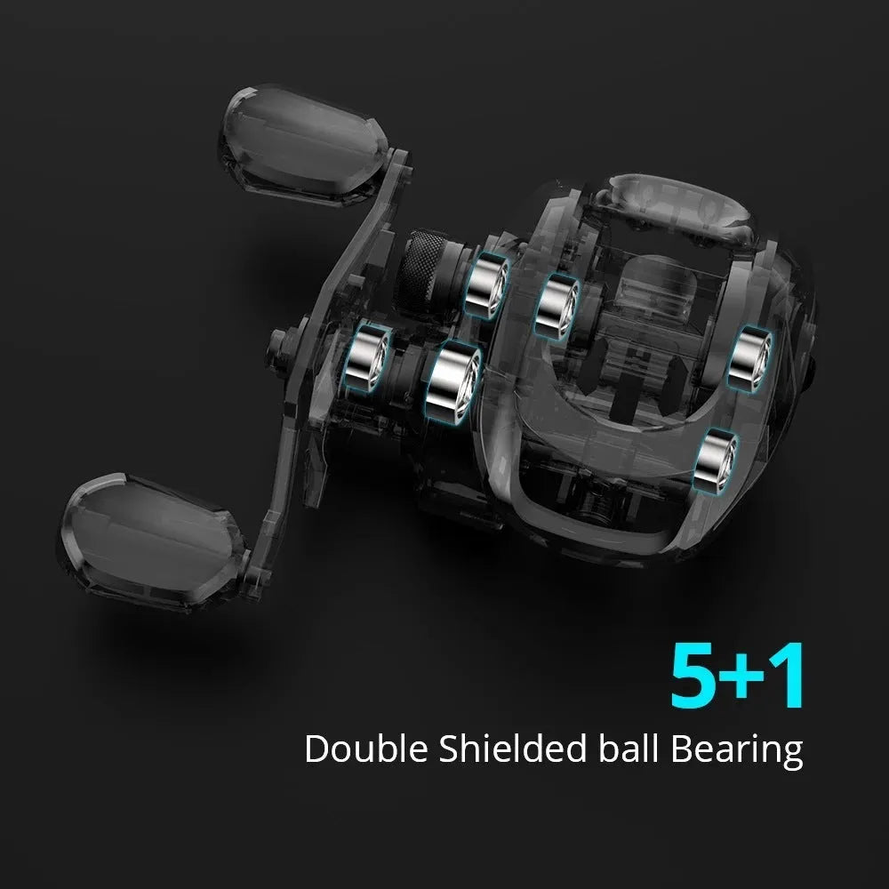 Drip wheel fishing reel with left or right hand wheel options and rocking wheel mechanism