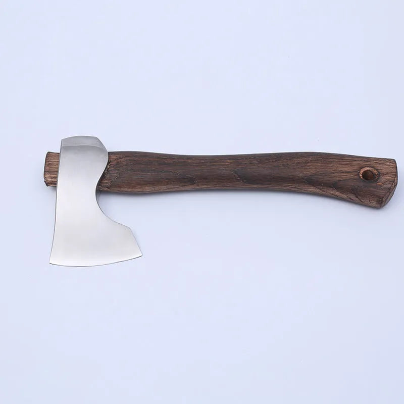 Camping axe with wooden handle and high carbon steel head, 250mm length tool