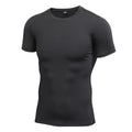Men's solid colour stretch quick drying short-sleeved fitness shirt in polyester