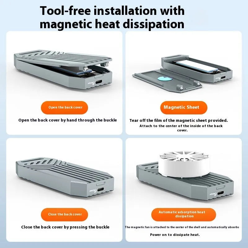 Thunderbolt 4 M.2 NVMe SSD aluminium enclosure in silver or grey with compact 50x118x13mm dimensions