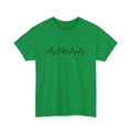 Green women's short-sleeve cotton T-shirt with a fresh sweet style letter print pattern.
