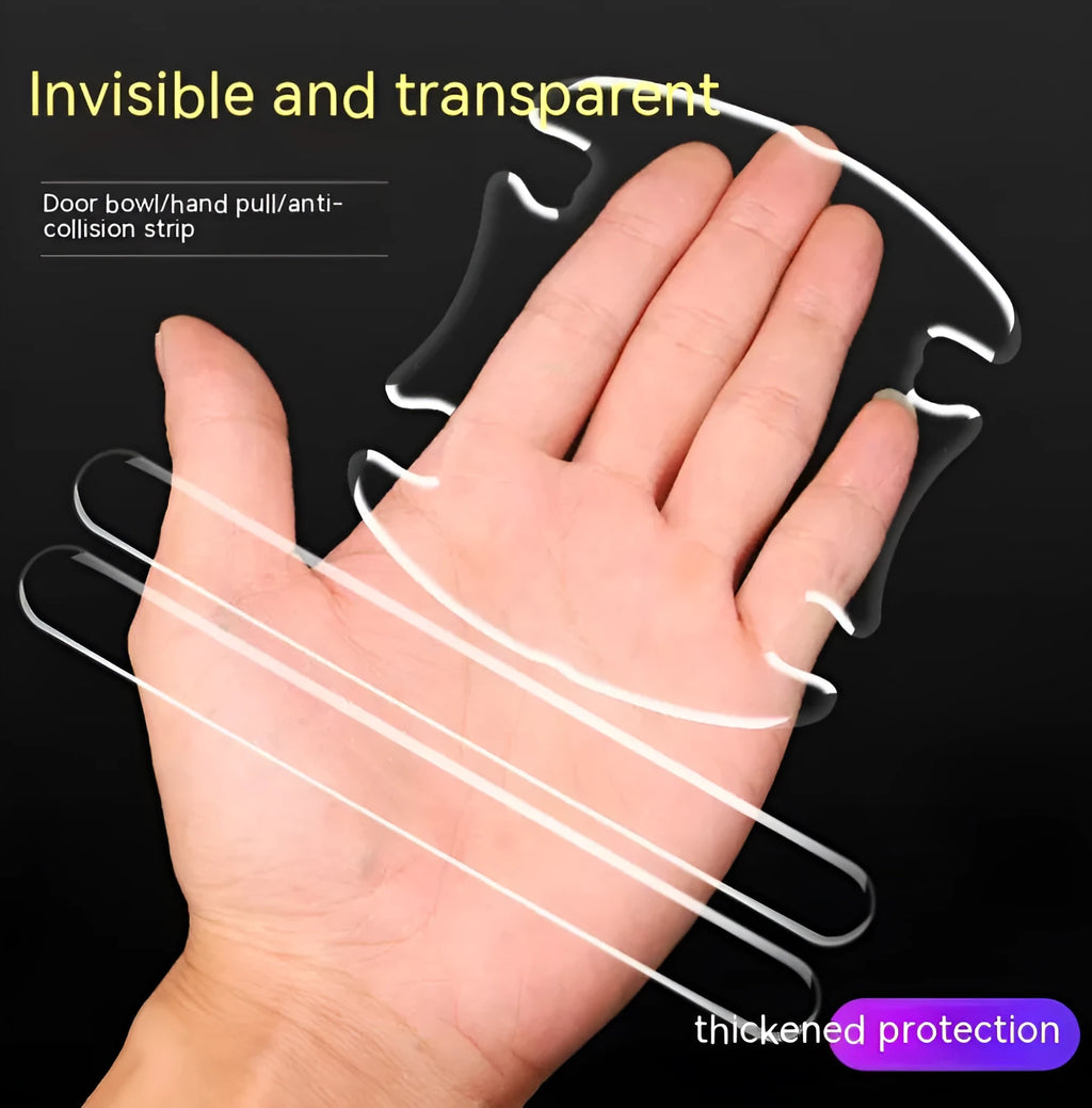Transparent 3D vinyl car door handle bowl protector stickers, 4 piece set.