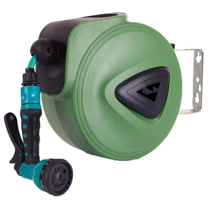 Automatic retractable hose reel water drum with 10 metre PVC pipe for car washing and garden use