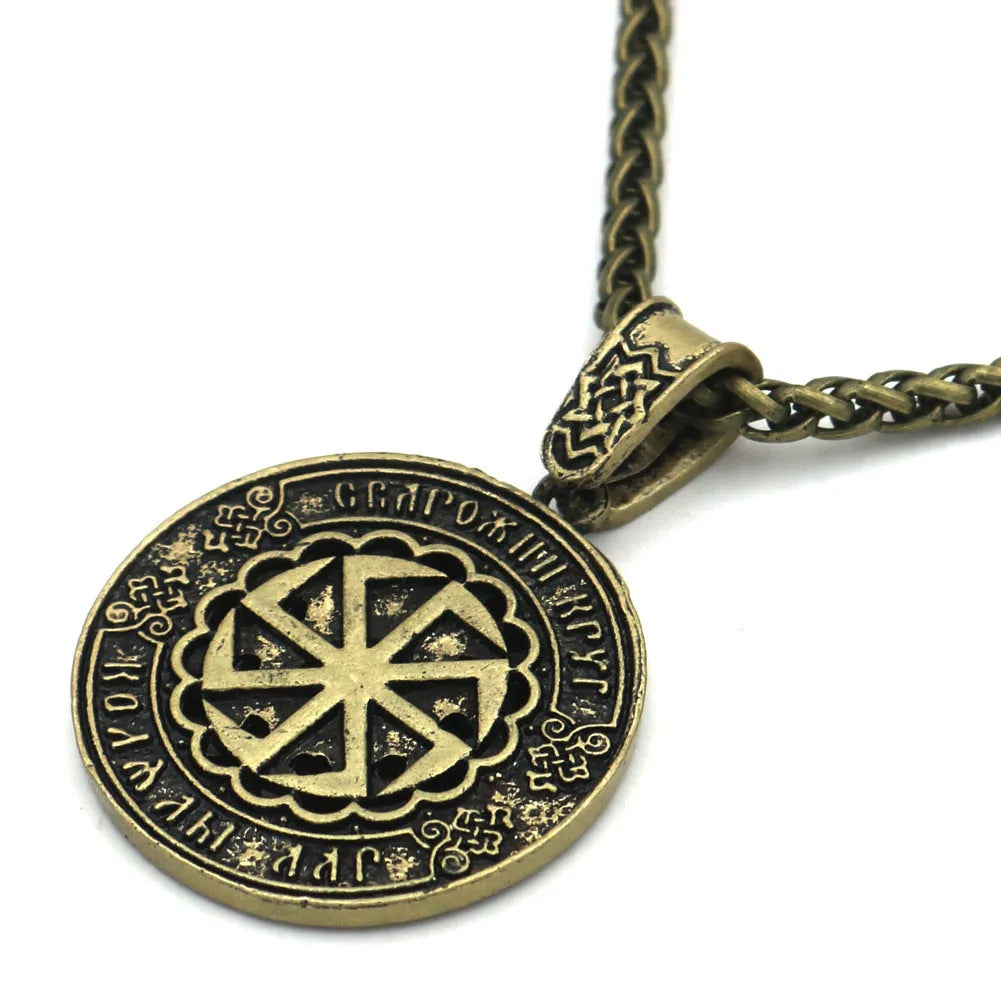 Lunavin ODing logo pendant necklace on snake bones chain with leather rope alternative.