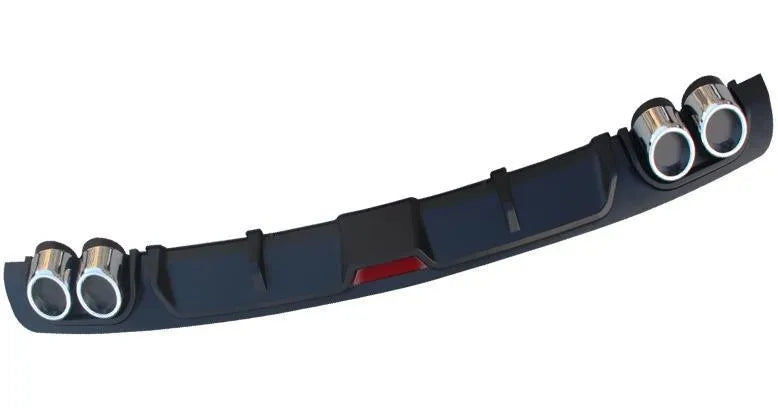 Automotive rear bumper spoiler in PP material showing 118cm and 129cm length options