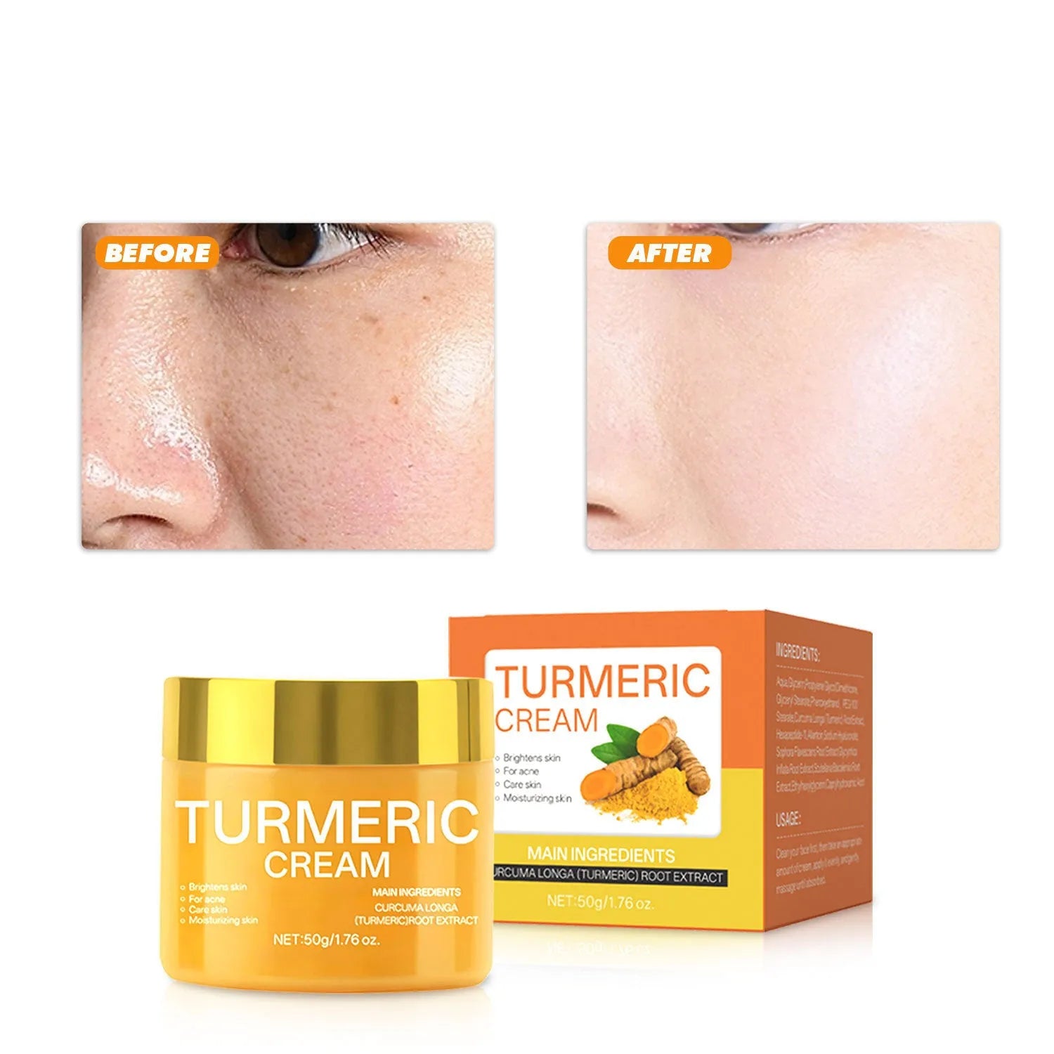 50g brightening moisturising cream in compact square jar