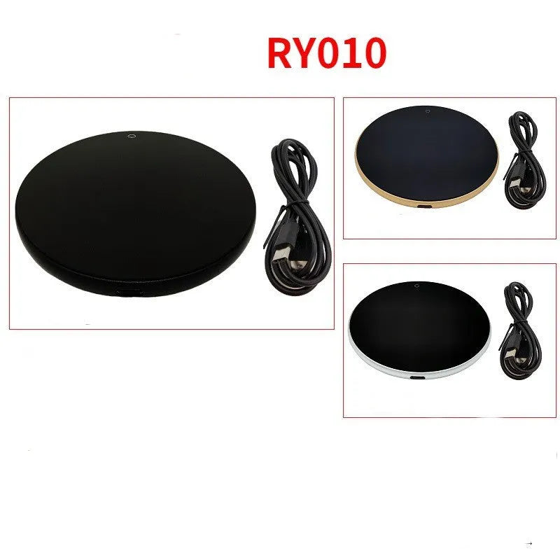 Black USB heating coaster for warming cups of coffee or tea on a desk