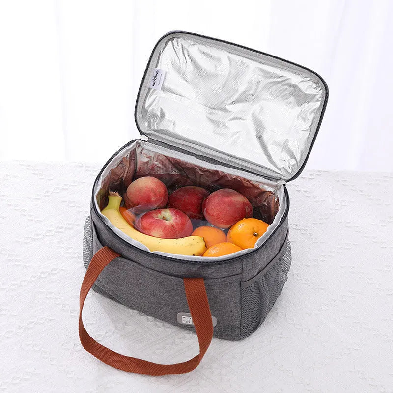 Oxford cloth picnic shoulder bag with crossbody strap in grey, black, or navy blue