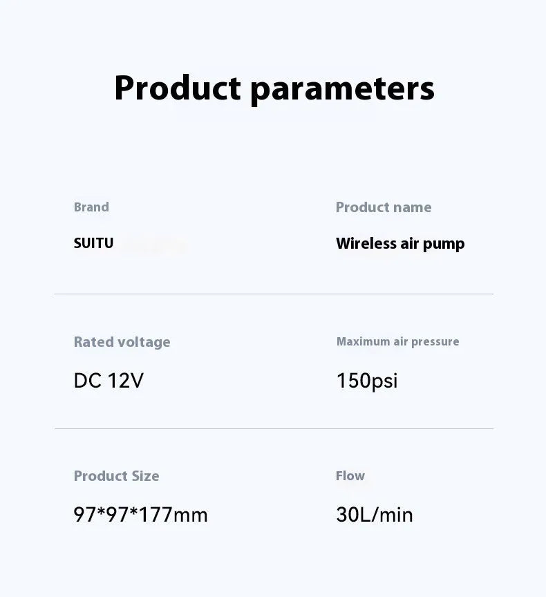 ST-5518 portable wireless car tyre inflation pump with LED light and inflation accessories