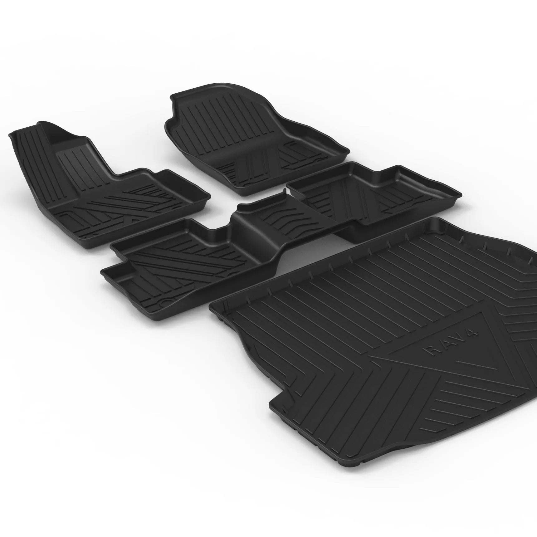 Black carbon fibre pattern TPE boot liner mat for car tailbox protection.