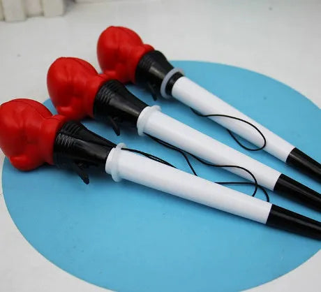 Four stationery boxing press ejection pens with plug-in sleeves and 0.7mm bullet tips