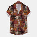 Men's loose fit short-sleeve floral print shirt in elastic polyester fabric for summer casual wear