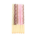 Black gel pen with realistic biscuit design showing 15cm plastic body and 0.38mm tip