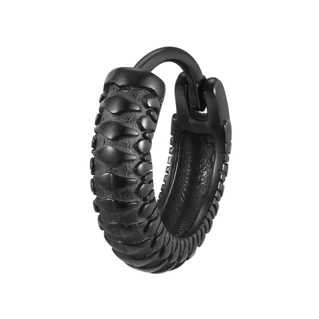 Stainless steel snake pattern earrings in black and gold colours for hip hop style