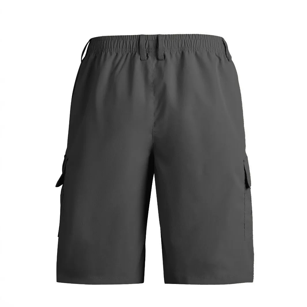 Straight-leg casual sports shorts in polyester fibre with micro-elastic properties, loose American style fit