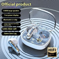 Translucent Bluetooth headset in clear ABS plastic with in-ear fit and charging case