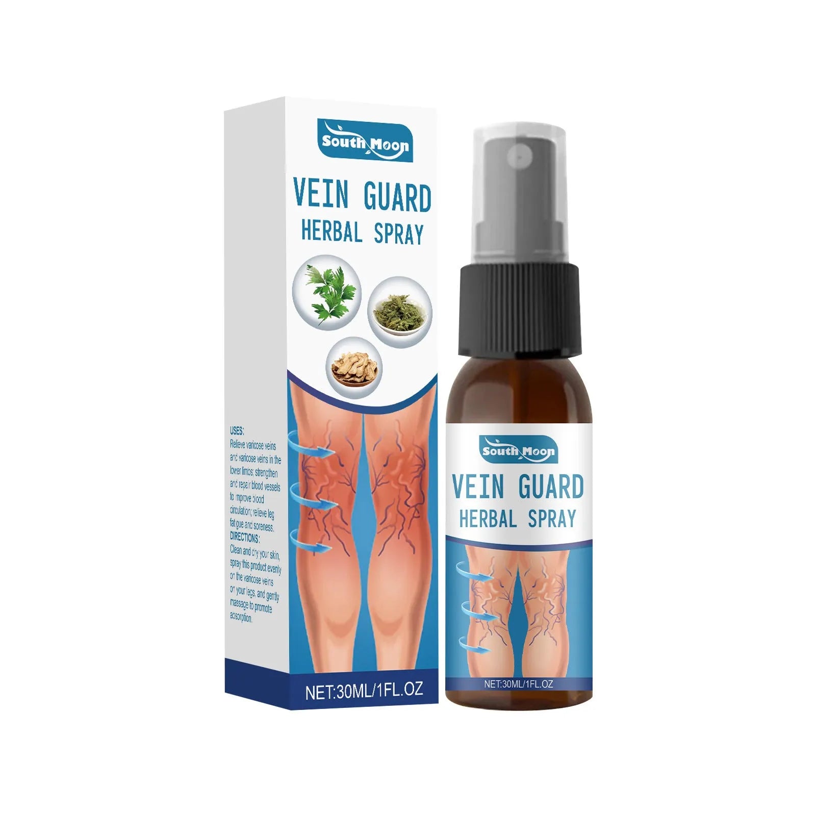 30 ml bottle of herbal body care spray with botanical ingredients.