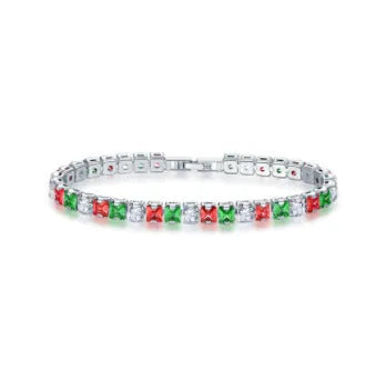 Electroplated real platinum women's square diamond bracelet with zircon gang drill geometric design
