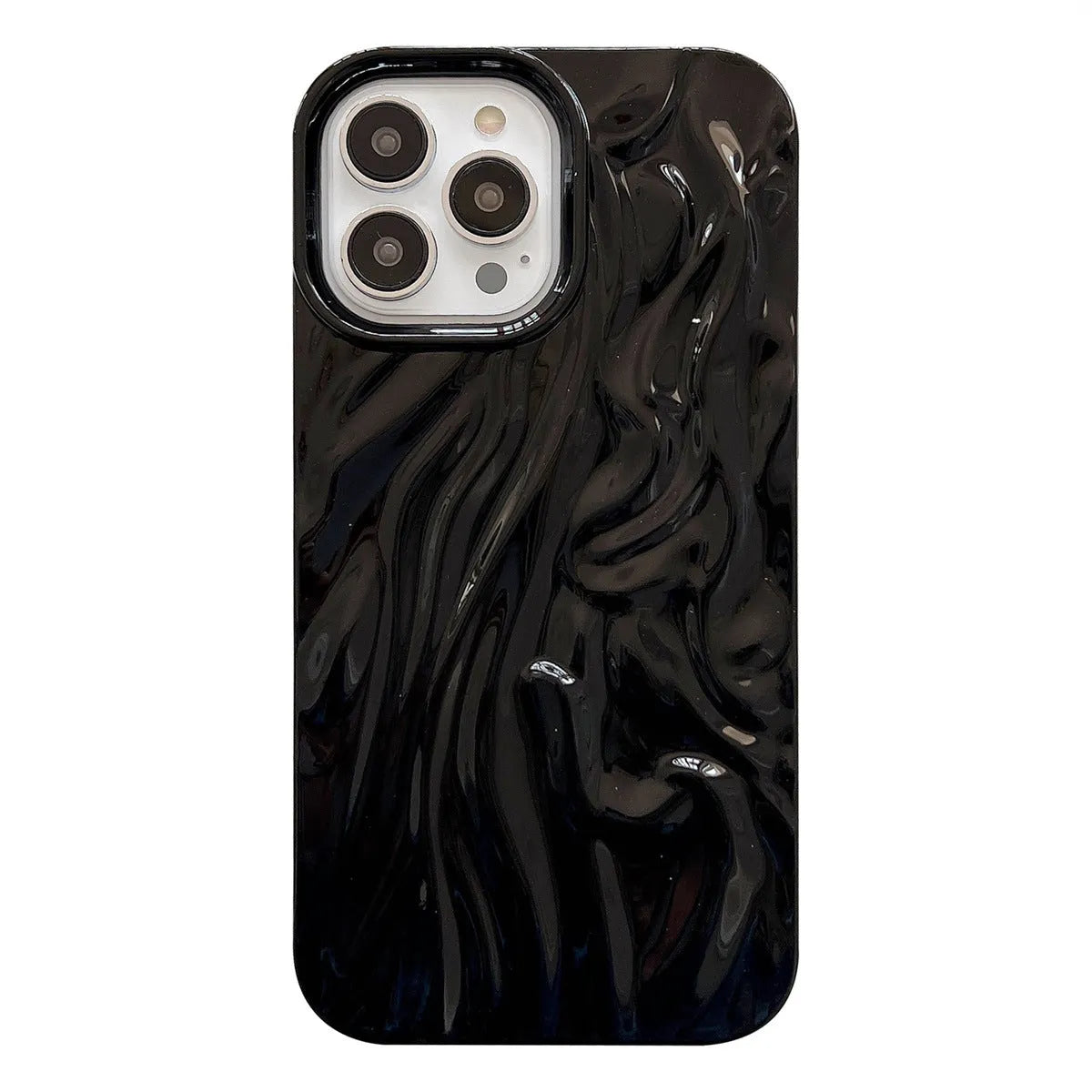 Solid colour water ripple silicone case for iPhone on a white background.