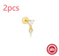 S925 sterling silver piercing ear stud with gold tone finish and XINGX inlaid tassel design
