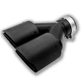 Black carbon fibre car exhaust pipe with double outlet, 250mm long