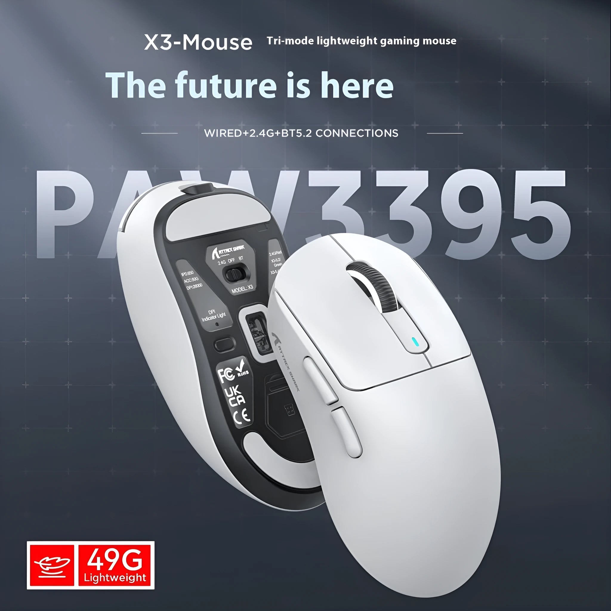 Three-mode rechargeable Bluetooth mouse for laptops in multiple colours, shown with USB receiver and parachute charging cable.