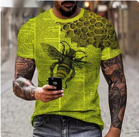 Men's 3D printed lion graphic T-shirt in polyester fabric showing fierce animal design