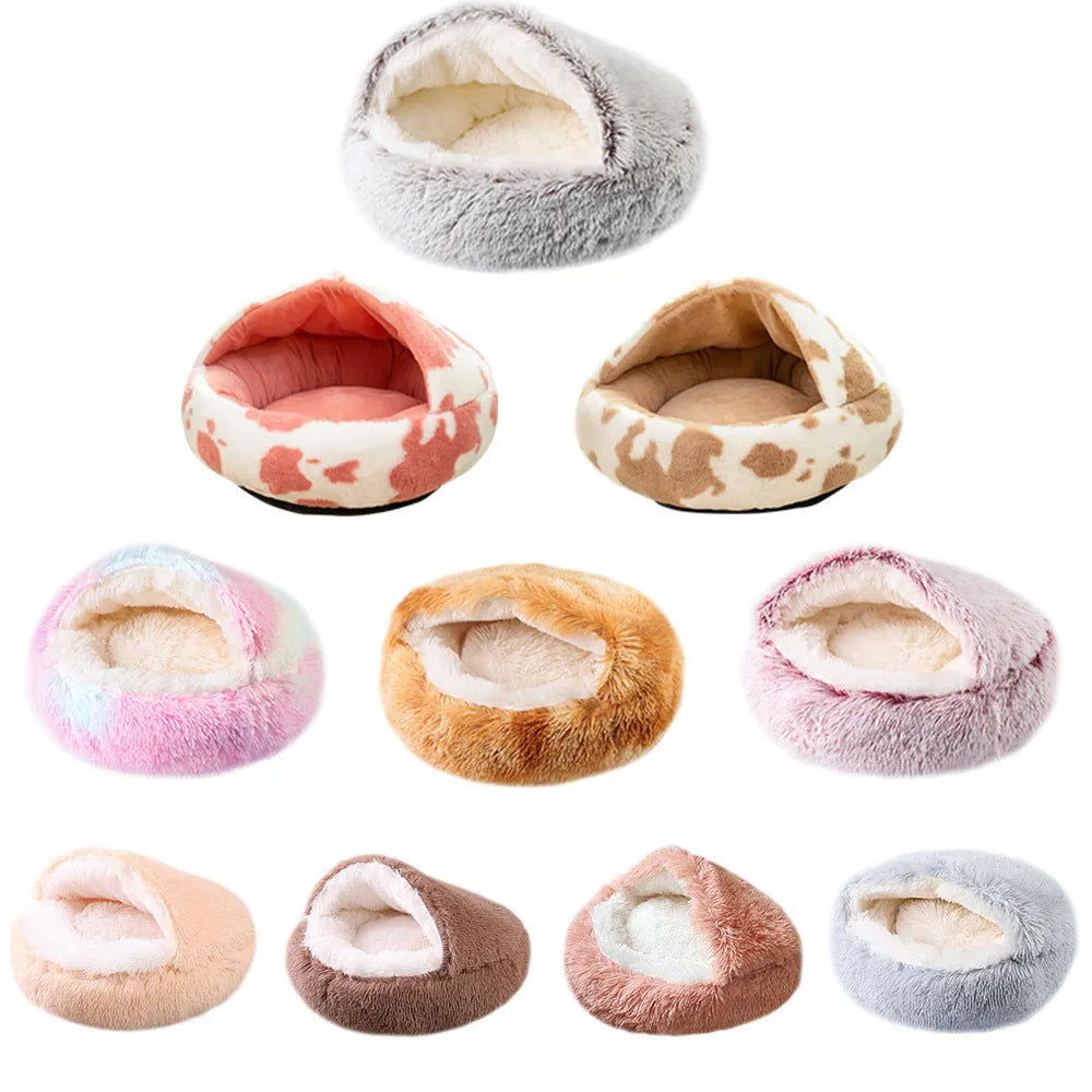 Waterproof semi-surrounded cloth dog kennel showing colour options and sizing from 35cm to 60cm