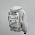 Men's schoolbag design hoodie jacket in light grey or black colours with Asian sizing options