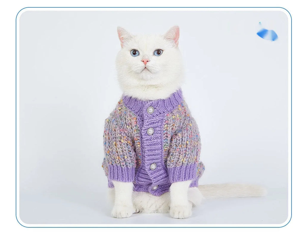 Purple dog cardigan sweater for large breeds in XL and XXL sizes