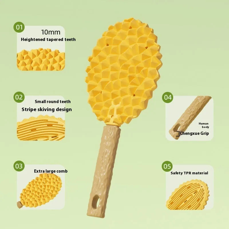 Pet durian massage comb in green TPR for removing float hair, with optional 60ml cat grass spray bottle